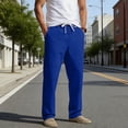 thumbnail image 2 of Mens Golf Pants Lightweight Quick Dry Anti-Slip Work Dress Pants Stretch Elastic Waist Drawstring Casual Slacks with Pockets Size 3XL Blue, 2 of 8