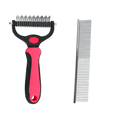 thumbnail image 1 of Pets, Paws and Ideas Double-Sided Dematting Brush & Comb Set for Dogs & Cats, Pet Grooming Tool to Remove Mats, Tangles & Loose Hair, Deshedding Undercoat Rake, Undercoat Loose Hair Removal, 1 of 4