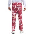 thumbnail image 3 of INSPIRE CHIC  Men's Floral Dressy Pants Flat Front Party Prom Flower Printed Slacks 30 Burgundy Pink, 3 of 6