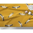 thumbnail image 2 of Soimoi Gold Rayon Crepe Fabric Flying Stork Bird Decor Fabric Printed Yard 46 Inch Wide, 2 of 3