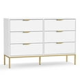 thumbnail image 1 of Eumyviv Commode Moderne avec Poignées Dorées, Commode de Rangement Mi-Siècle Moderne à 6 Tiroirs pour Chambre et Salon, Blanc H0122, 1 of 8