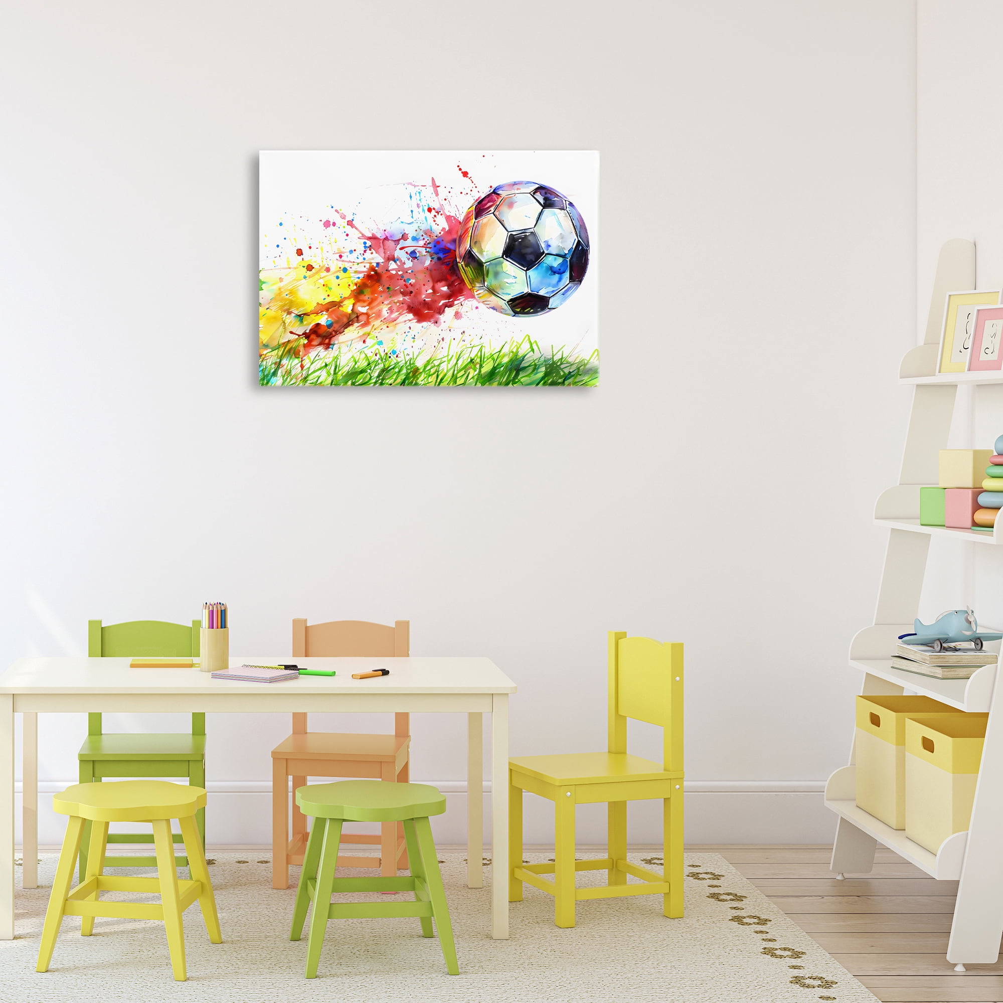 Stupell Industries Watercolor Soccer Ball in Motion Canvas Wall Art, design by Creative Studio