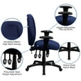 thumbnail image 6 of High Back Navy Fabric Ergonomic Swivel Office Chair with Adjustable Arms, 6 of 12