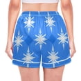 thumbnail image 3 of Women's Satin Pajama Shorts Snowflake Pattern with Pockets, Elastic Waist Sleep Lounge Shorts, 3 of 7