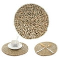 thumbnail image 2 of Pebbuoy Table Placemat Wear-resistant Handwoven Cattail Grass Placemat Heat Resistant Table Mat for Home Decoration, 2 of 6