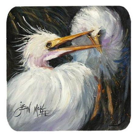 

White Egret Foam Coasters Set Of 4