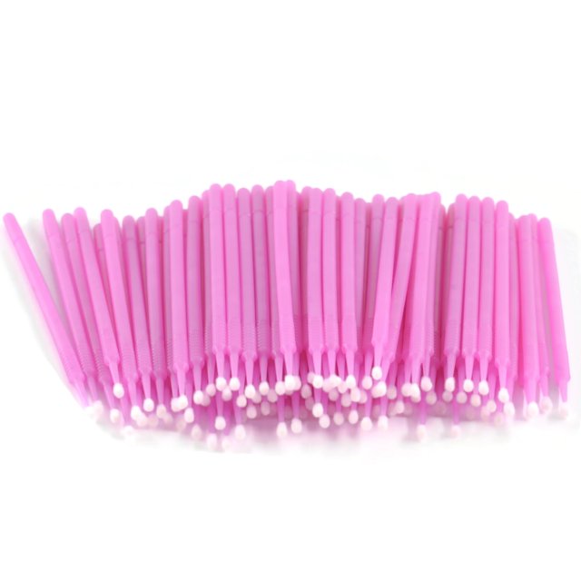 Micro aplicador desechable micro cepillo para maquillaje extensión de pestañas y aplicación de rímel para cuidado personal (100 unidades (paquete de 1) rosa (M))