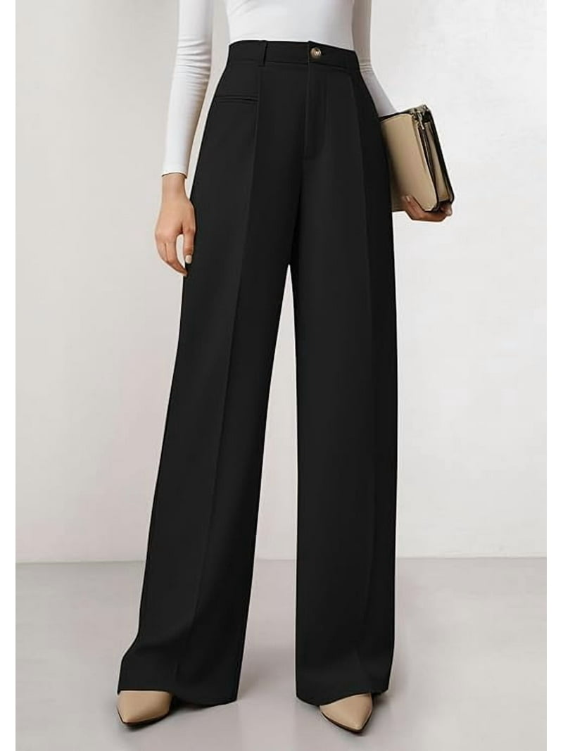 Prettygarden Womens Wide Leg Dress Pants Business Casual Flowy Work Palazzo Pants High Waisted Slacks Trousers, Women's, Size: Large, Black Prettygarden Womens Wide Leg Dress Pants Business Casual Flowy Work Palazzo Pants High Waisted Slacks Trousers, Women's, Size: Large, Black