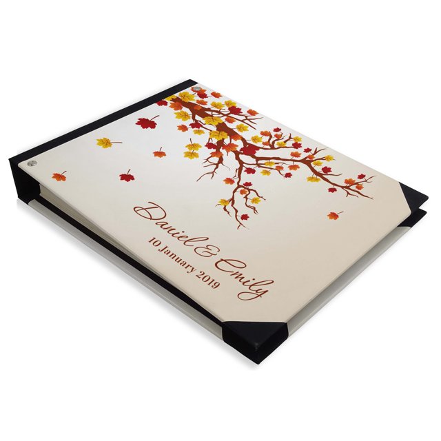 Darling Souvenir Grey Autumn Tree Hardbound Cover Printed Anniversary Wedding Guestbook Scrap book-9 x 12 Inches