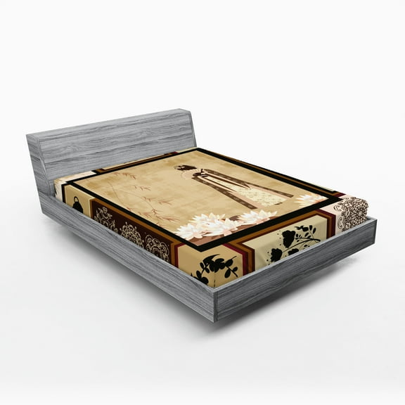 Ambesonne Eastern Fitted Sheet, Girl in Dress Cultural, Full Size, Multicolor