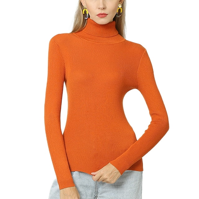 Daeful Pull Femme Tunique Tricotée Blouse Vacances Couleur Unie Ajustée Hauts Tricotés Rouille Claire 3TG