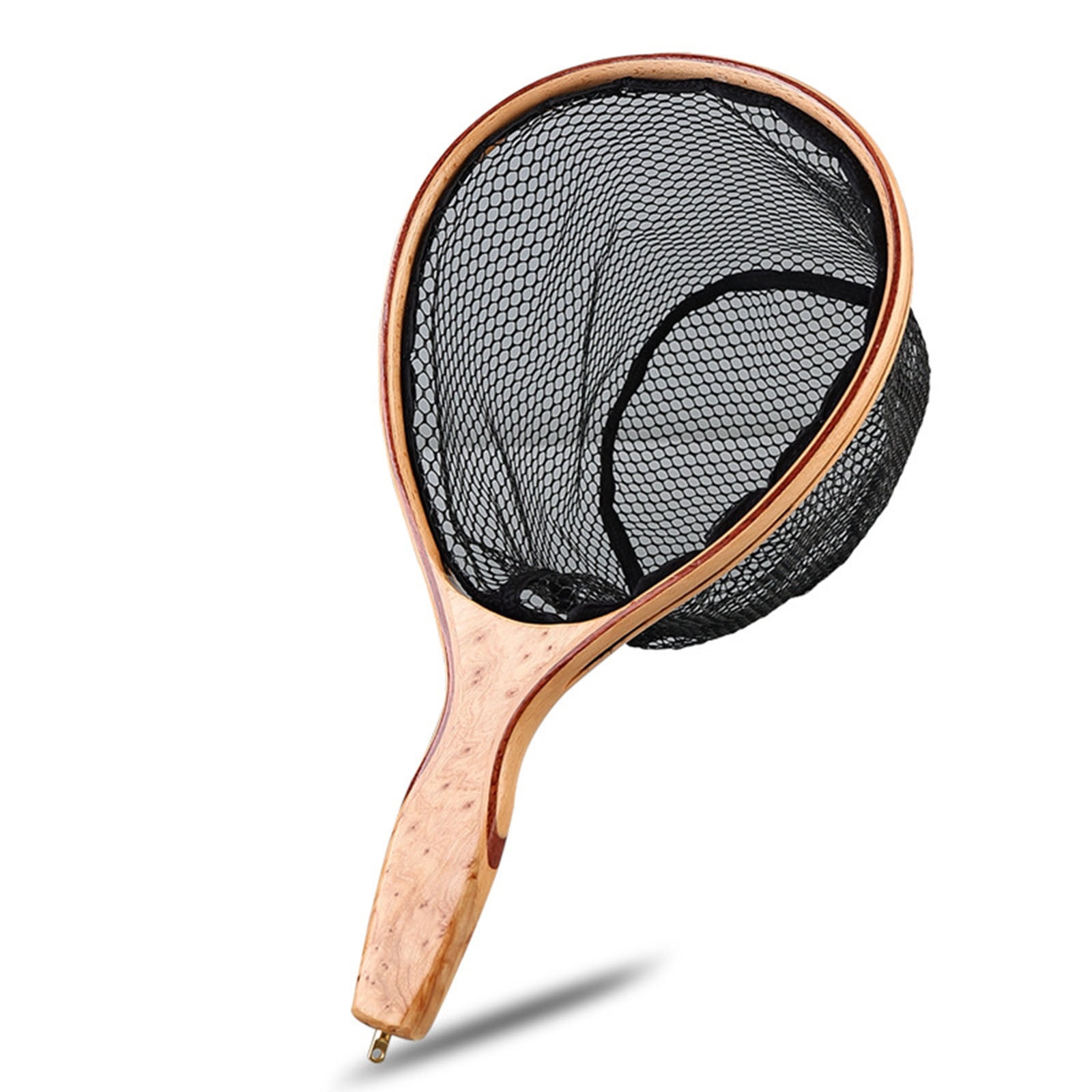 Fishing Landing Net Wood Rubber Coated Fly Fishing Net for Trout Stream Collapsible Micro Mesh Design with Durable Copper Fittings