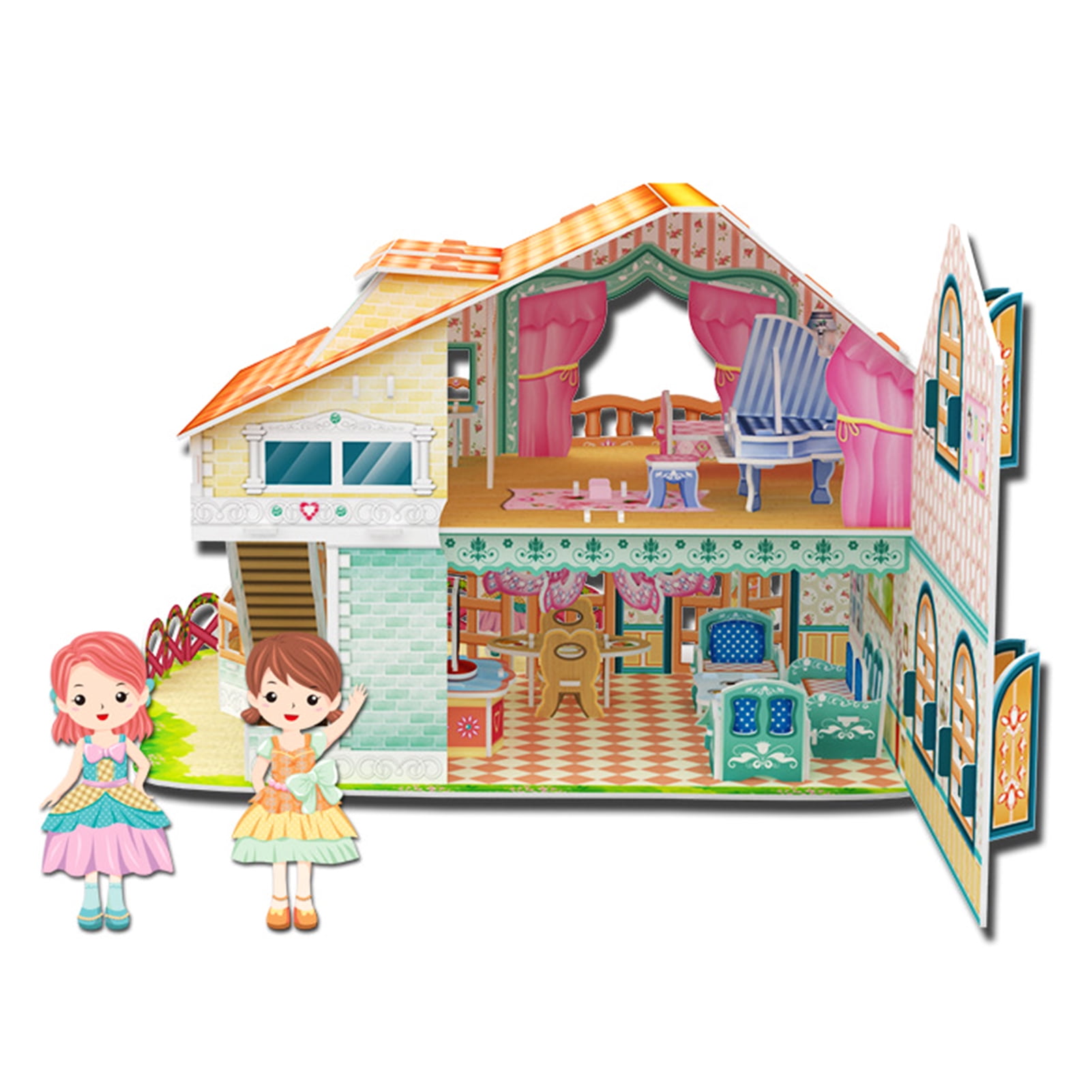 Diy Paper Dollhouse, Puzzle Assembly Toy, Foldable Dollhouse