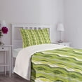 thumbnail image 5 of Ambesonne Retro Quilted Bedspread Set 2 Pcs, Digital Leaf Floral Lines, Twin Size, Green, 5 of 6