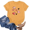 thumbnail image 3 of Camiseta de Manga Corta de Cuello Redondo con Patrones de Corazón de Moda de Primavera de las Mujeres Vintage Clásico Top de Humor para Diario, Fiesta, Primavera Y Verano, 3 of 5