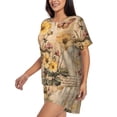 thumbnail image 4 of Vsdgher Vintage Floral Butterfly Collage Pattern Womens Pajamas 2 Piece Short Sleeve Sleepwear Set,Summer Soft Pajamas Set Casual Lounge Sets, 2-Piece Pj -X-Large, 4 of 8