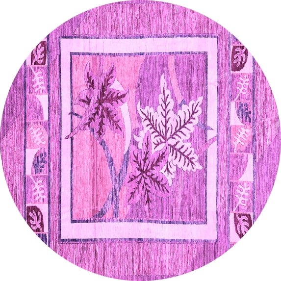 Ahgly Company Indoor Round Abstract Purple Modern Area Rugs, 6' Round