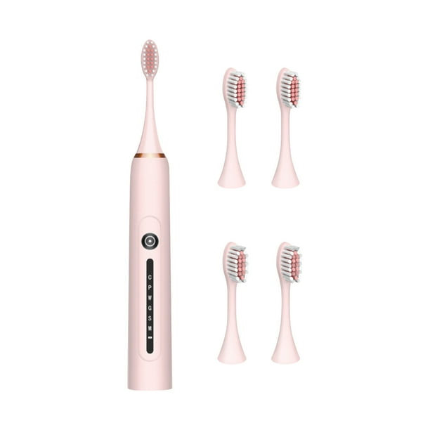 Cepillos de dientes eléctricos Cepillo de dientes 6 modos de limpieza Cepillo de dientes portátil para adultos de viaje con 4 cabezales de repuesto un cepillo