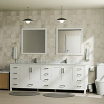 Lexora Home Jacques 84" Carrara Marble Top Double Vanity in White