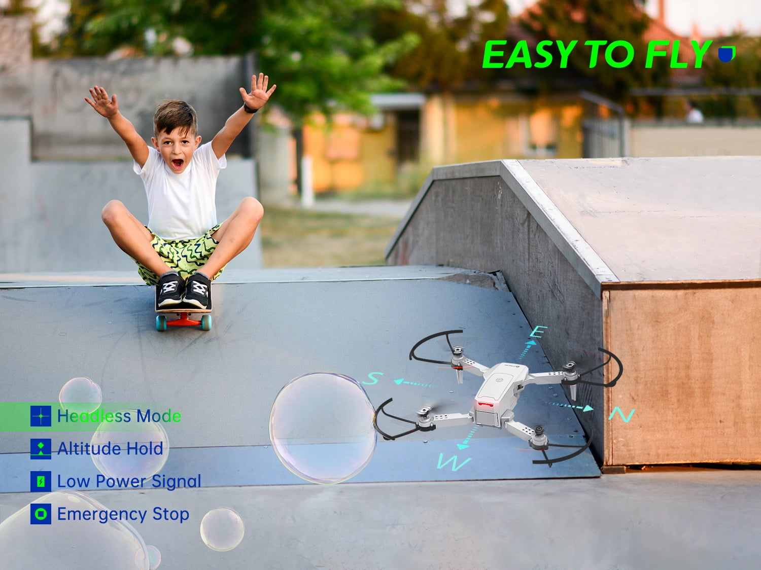 Dynalog 1080P Mini Foldable Drone with HD Camera FPV Wifi RC Quadcopter, Voice Control, Gesture Control, Trajectory Flight, Circle Fly, High-Speed Rotation, 3D Flips, Headless Mode