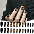 thumbnail image 4 of Halloween Press on Nails Black & Orange,Long Coffin Fake Nails Acrylic Glitter Dark Cats Pumpkins Glue on Nails,Reusable Autumn False Nails for Women Girls Holiday Manicure Daily Wear 24pcs, 4 of 9
