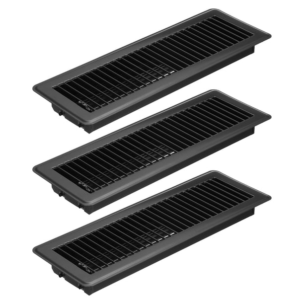Uxcell Registro de Piso de 14 x 4 Pulgadas, 3pcs Cubierta de Ventilación de Aire de Alta Resistencia, Rejillas de Piso Ajustables, Negro