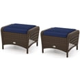 thumbnail image 1 of Gymax 2 Pieces Outdoor Patio PE Wicker Ottomans w/ Removable Cushions Footstools Navy, 1 of 10