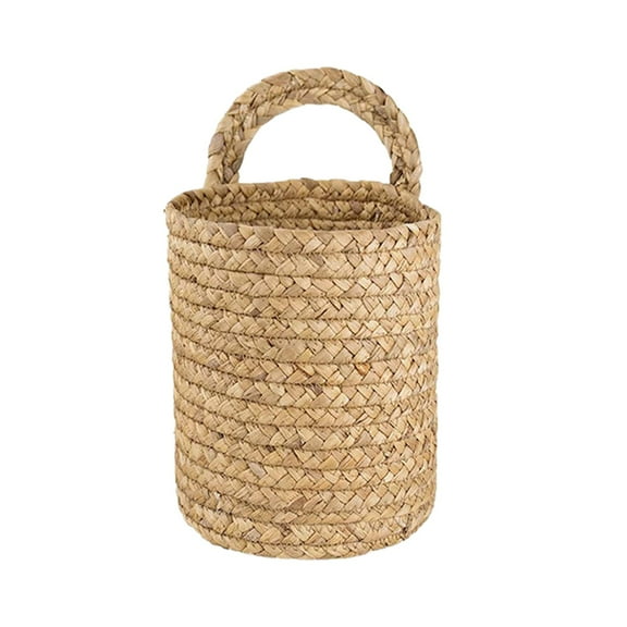 1Pc Basket Wall Hanging Storage Baskets Small Seaweed Woven Closet Storage Bins Hanging Rope Basket Flower Plants Wall Basket Decor