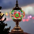 thumbnail image 3 of SILVERFEVER Mosaic Turkish Lamp Moroccan Glass for Table Desk Bedside Bronze Base Bundle with E12 Light Bulb-2 Sizes Christmas Floral, 3 of 6
