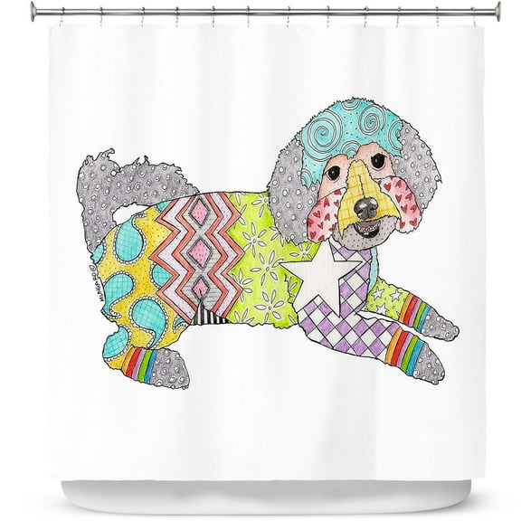 Shower Curtains 70" x 93" from DiaNoche Designs by Marley Ungaro - Maltipoo White