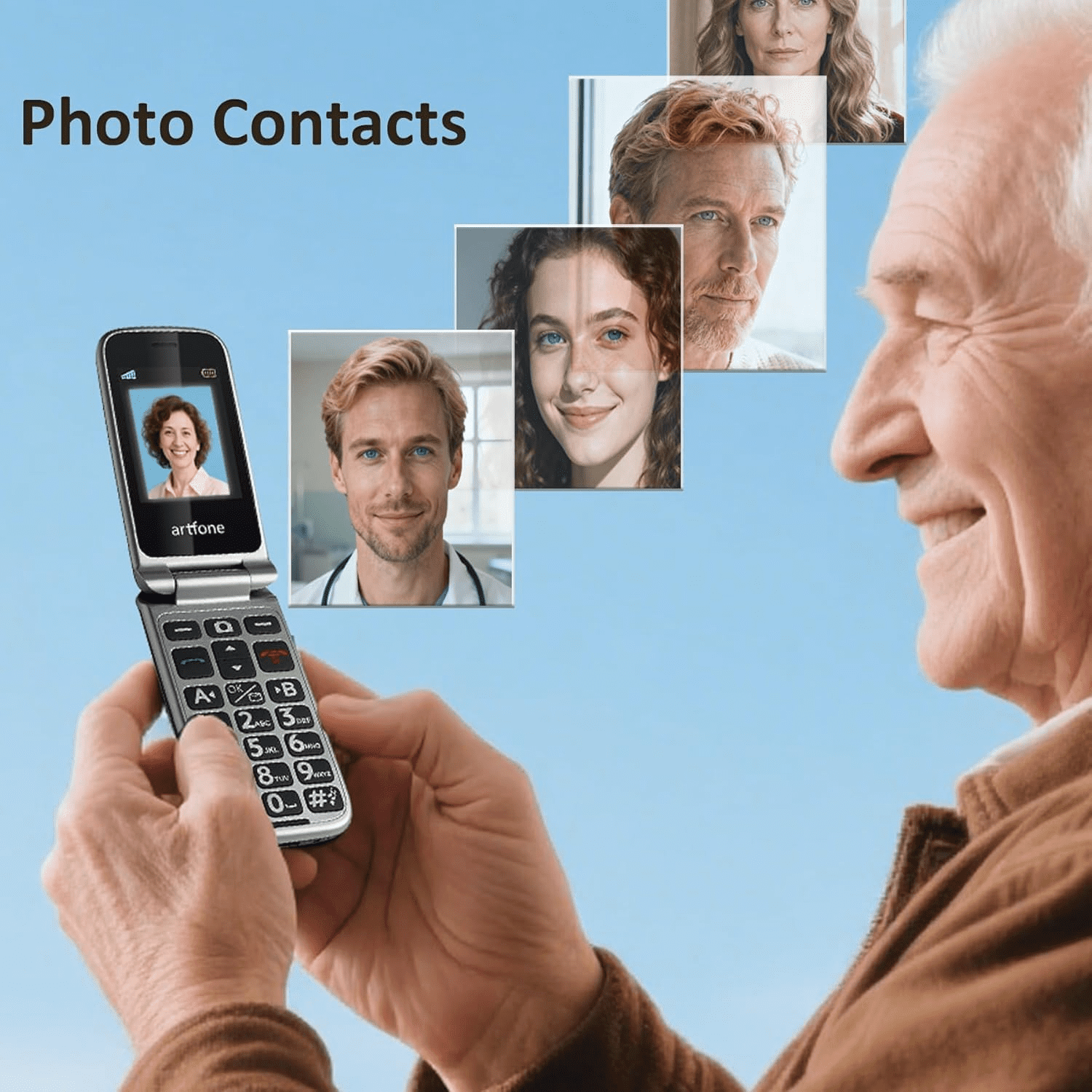 artfone G6 - 4G LTE Flip Phone Unlocked, Cell Phone for Seniors, Dual Screen, Seniors Flip Phone, Large Button Keypad, SOS Button, Camera, Flashlight, Charging Dock, Speed Dial, Dumb Phone, Grey