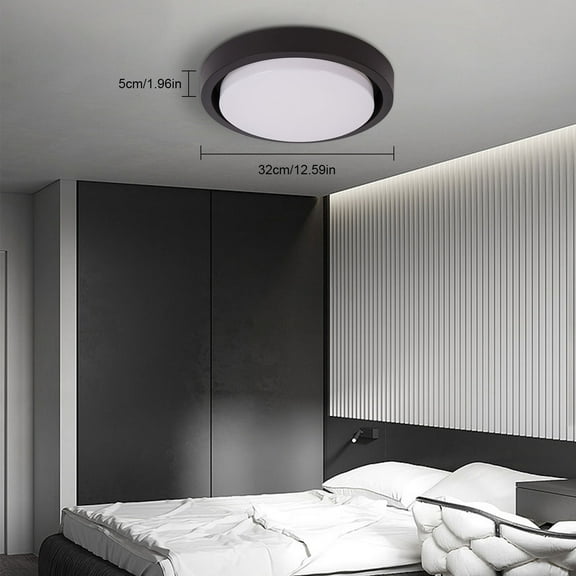 LED Ceiling Lights Fixture Modern Black Not Dimmable Chandelier Living Room 18W for Living Rooms, Bedroom