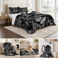 thumbnail image 6 of Twin Quilt Set 68''x86'', Black and White Floral Lightweight Summer Bedspread Coverlet Set with 2 Pillow Shams, Modern Oil Painting Abstract Art Breathable All Season Quilt Bedding for Dorm/Bedroom, 6 of 9
