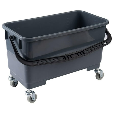 Microfiber Finish Bucket with Sieve,Press Wring Mop Bucket for Microfiber Flat Mops, Mop Bucket with Non-Marking Casters Wheels Gary 25 Quarts Bucket(gray)