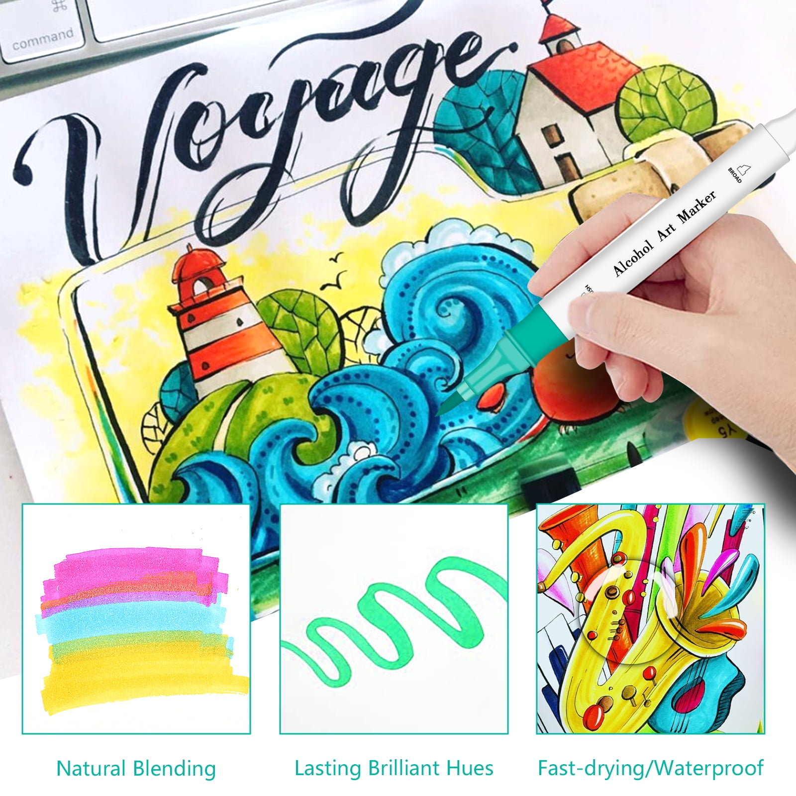 Artfinity Sketch Marker Sets - Vibrant, Professional, Dye-Based Alcohol  Markers for Artists, Drawing, Students, Travel, & More! - [Suntan E2-3 - Set  of 3] 