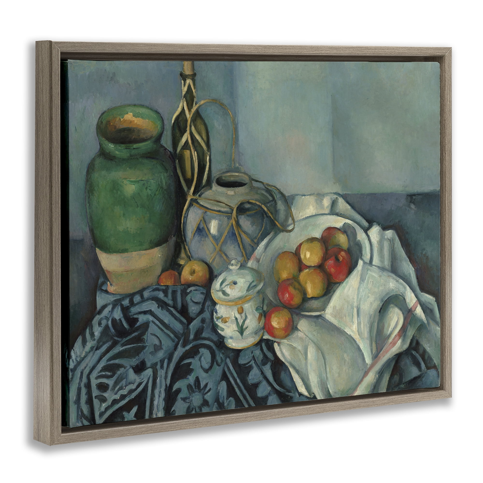 Stupell Industries Classic Cezanne Apples Still Life Food & Beverage Painting Brown Floater Framed Canvas Art Print Wall Art, 31 x 25