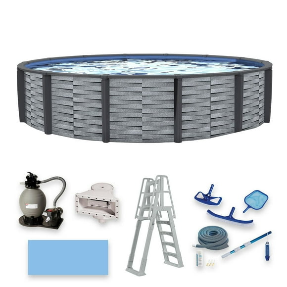 Affinity 18-ft Round 52-in Deep 7-in Top Rail Resin Swimming Pool Package