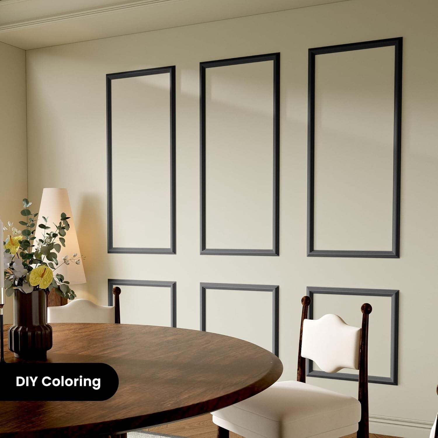 Easy4Home 6-Set Wall Molding Kit Pre-Cut Ready to Assemble Wainscoting Panels for Interior Wall Decor