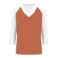 thumbnail image 6 of Hearthz Raglan 3/4 Sleevet Shirts for Women V Neck Baseball Jersey Patchwork Dressy Tops for Women Fall Cute Blouses for Women, 6 of 7