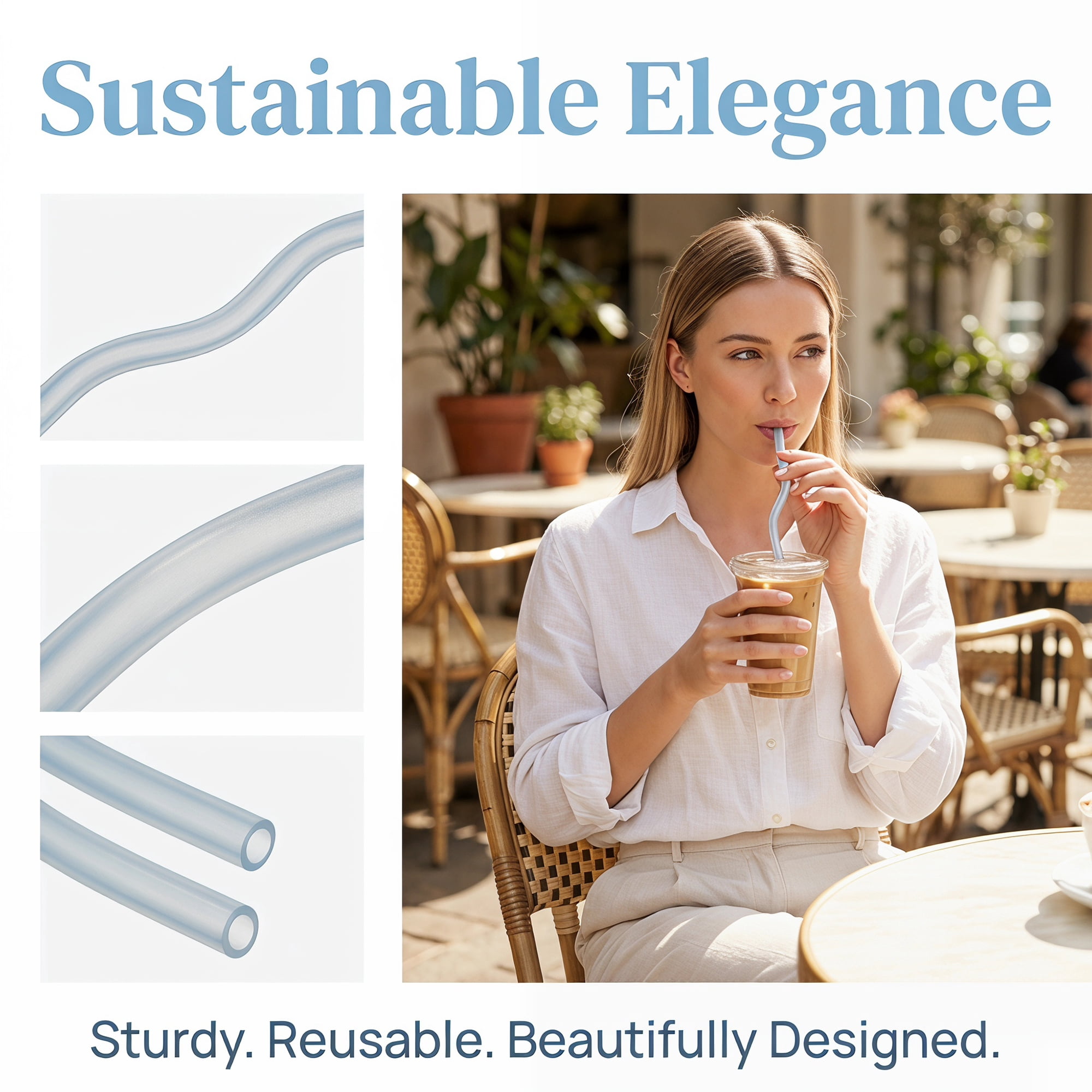 Unique Bargains 10Pcs Reusable Glass Dishwasher Safe Straws White