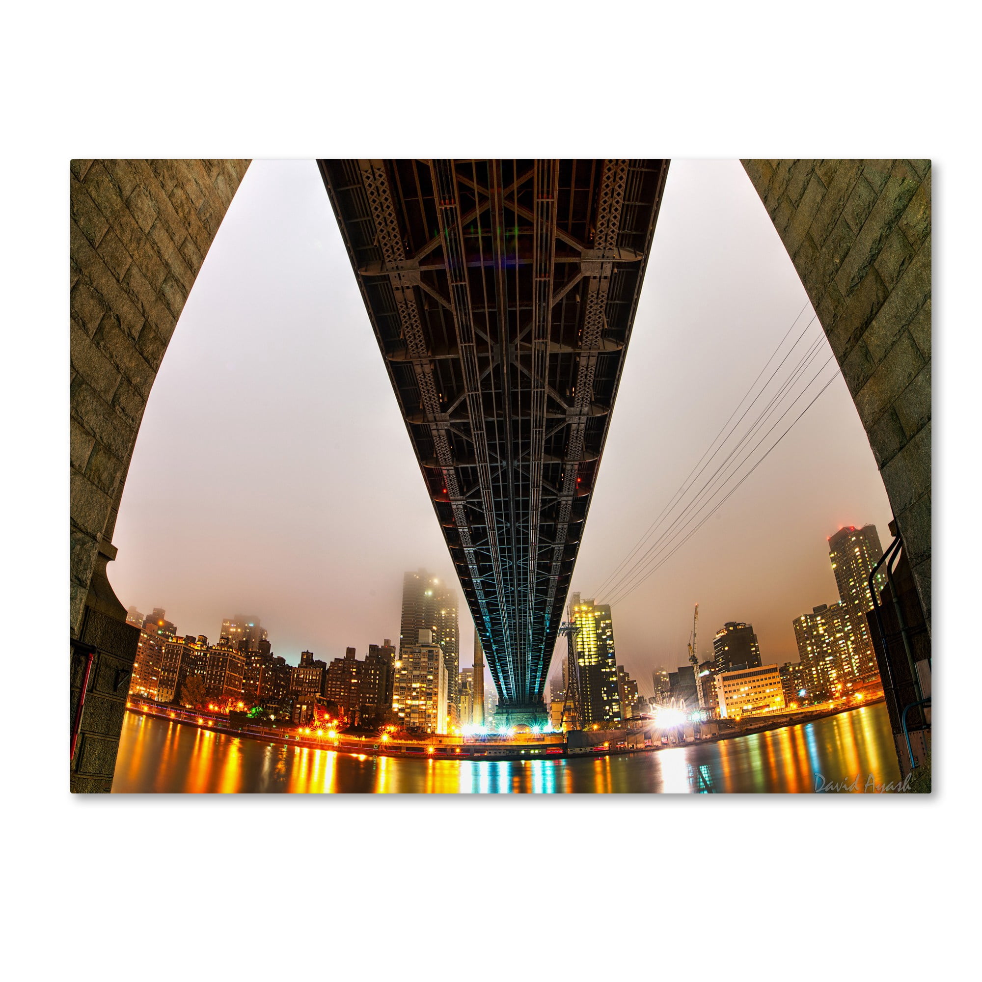 Trademark Fine Art "Under the Queensboro Bridge" Canvas Art by David Ayash