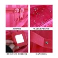 thumbnail image 3 of Portable Makeup Travel Case, Waterproof Cosmetic Organizer Case with Mirror, Foldable Toiletry Storage Bag Cosmetic Train Bag Organizer with Makeup Brushes Holder, Travel Toiletry Bag for Women, 3 of 8