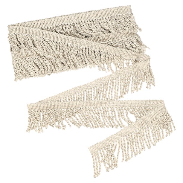 Uxcell 1 Cuenta Flecos de Cortina Trim para Sofá Ropa Beige 5 Yardas