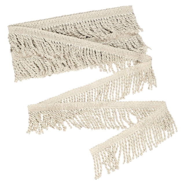 Uxcell 1 Cuenta Flecos de Cortina Trim para Sofá Ropa Beige 5 Yardas