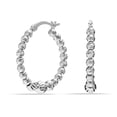 thumbnail image 6 of LeCalla 925 Sterling Silver Light-Weight Round Diamond-Cut Earring Hoops Jewelry Click-Top Bead Ball Diamond Cut Hoop Earrings for Women 25MM, 6 of 8