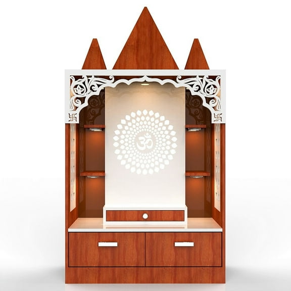 Large Wooden Pooja Mandir / Mandir For Home & Office / Temple For Home / Pooja Ghar / Mandir With Lights / Pooja Shrine /Hindu Temple