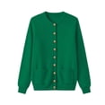 thumbnail image 5 of CHGBMOK Women Plus Size Round Neck Knit Cardigan Sweater Long Sleeve Button Down Casual Open Front Coat with Pockets Lightweight Fall Winter Outerwear, 5 of 9