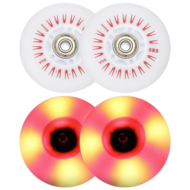 Uxcell 90A PU Light Up Inline Skate Wheels 80mm LED Flashing Inline Roller Wheels Red 4Pcs