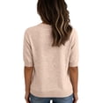 thumbnail image 4 of Lumtrix Womens Spring Summer Knit Shirts Casual Short Sleeve Sweater Dress Loose Ruffle Crew Neck Tops Camel L, 4 of 4