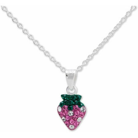 Ss Crystal Strawberry Pend W/ Chain